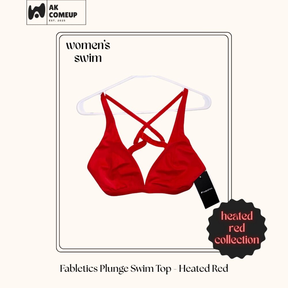 Fabletics Plunge Swim Top - Heated Red